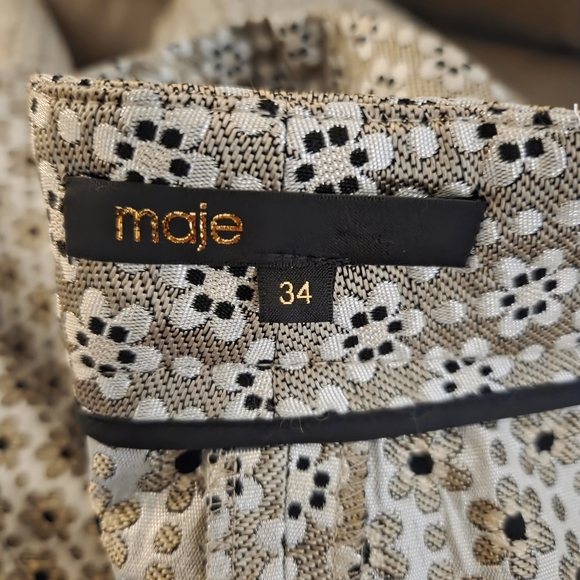 Maje Women's Floral Print Straight Jacquard Metallic Trousers Pants Size EU 34 - Picture 16 of 16